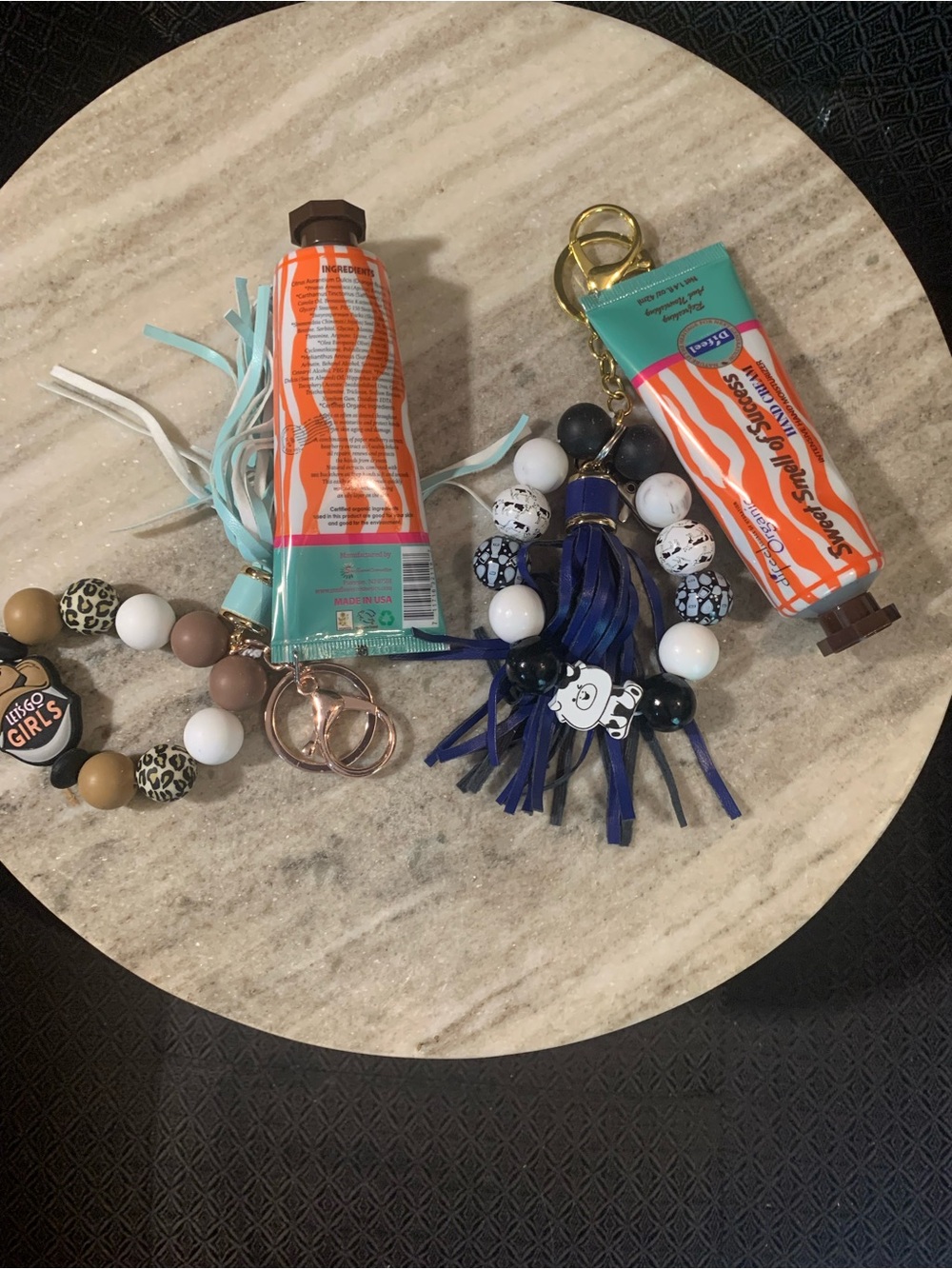 Hand Cream Keychain Wristlet with Teal & Orange Tube - Unknown Brand